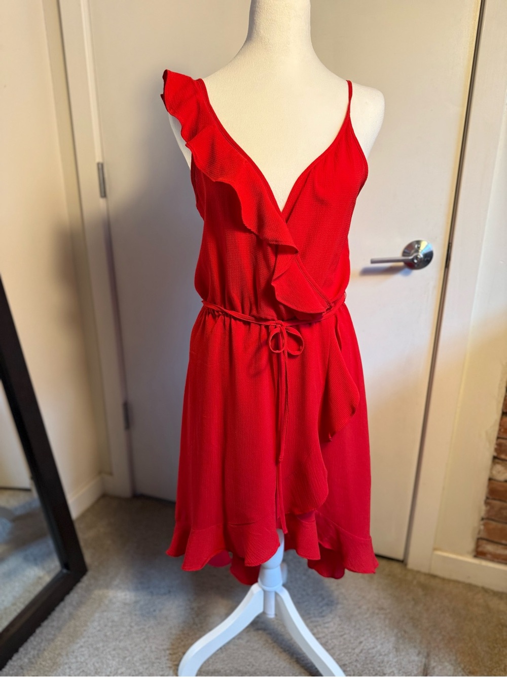 H&M Red Ruffle Wrap Mini Dress